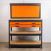 Верстак металлический 1000х400х1400 мм с двумя выдвижными полками Forsage F-WT00306