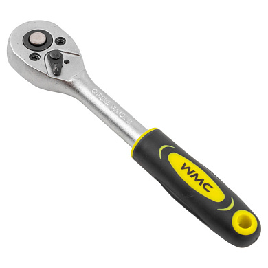 Трещотка реверсивная с резиновой ручкой 3/8'', 200 мм, 24 зуб. WMC TOOLS WMC-80234