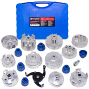 Набор съемников масляных фильтров, 19 пр. (съемник ''краб''-1шт, съемник ''крышка''-17шт) ForceKraft FK-61919