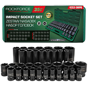 Набор ударных головок 35 пр. 1/2" 6-гр, L38 мм: 8-32 мм, L78 мм: 10-32 мм RockForce RF-4353-5MPB