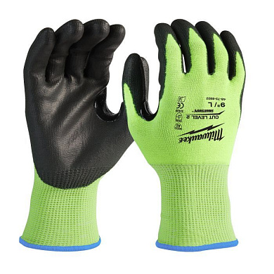 Перчатки защитные Hi-Vis Cut level 2/B 10/XL Milwaukee 4932479924