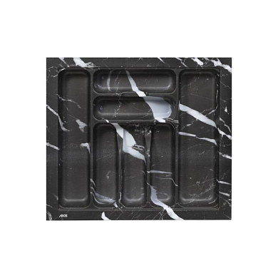 Лоток для столовых приборов 600 MARBLE 540*485, черно-серый мрамор AKS 125455