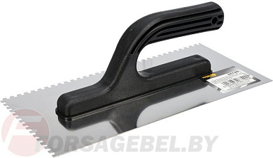 Гладилка нержавеющая 280х130 мм зуб 4х4 мм с пластмассовой ручкой Vorel 06740