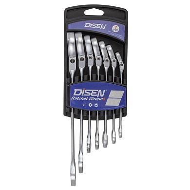 Набор ключей трещоточных с шарниром 8-19 мм, 7 пр. DISEN DSD1509F