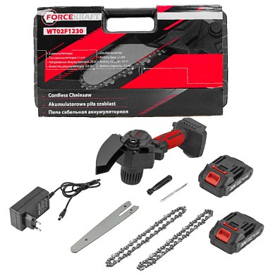Пила цепная аккумуляторная, 2 аккумулятор Li-ion 20V, 2.0Ah ForceKraft FK-WT02F1230