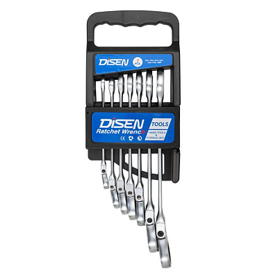 Набор ключей трещоточных с шарниром 8-19 мм, 7 пр. DISEN DSD1511F