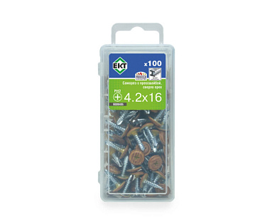 Саморез с п/ш 4.2х16 сверло, PRINTECH, Орех, 100 шт ЕКТ B009405