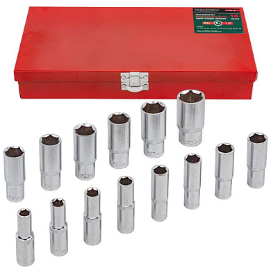 Набор головок глубоких 14 пр. 1/2" RockForce RF-4143-5 RED