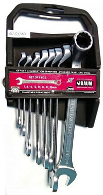 Набор ключей комбинированных отогнутых на 75 гр. 8-19 мм 8 пр. Baum 40-08МР