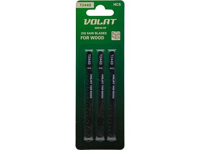 Пилка по дереву для лобзика T244D 3 шт. пропил криволинейный, грубый, быстрый рез ВОЛАТ 88010-09