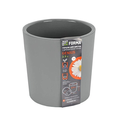 Горшок для цветов с дренажной вставкой Genius 6,6л (d217, h215 мм)(серый) Полимербыт 4376605
