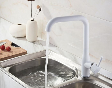 Смеситель кухни латунь, белый Ledeme L4698W