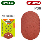 Шлифовальный круг 150 мм P36 8 отв. 10 шт DYLLU DTZA5121