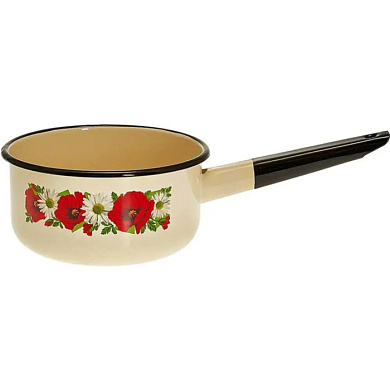 Ковш эмал.1.5 л, слоновая кость декором Керченский металлургический завод 90104-082/4-У8СлК