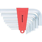 Набор ключей имбусовых HEX, 2-12 мм, CrV, 9 шт., короткие с сатинированным покрытием Matrix 12301