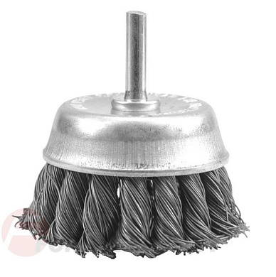 Щётка-крацовка чашечная крученная 75 мм со стержнем Vorel 06994