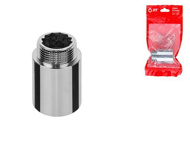 Удлинитель 1" вн.-нар.х40 мм усиленный ХРОМ, инд. упак. AV Engineering AVE301033