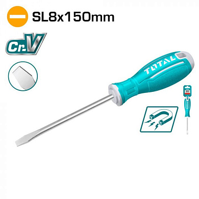Отвертка шлицевая SL8 150 мм TOTAL TSDRSSL8150