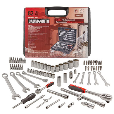 Набор инструментов 82 пр. 1/2'',1/4'', 6-гр., 4-32 мм BaumAuto BM-4821-5