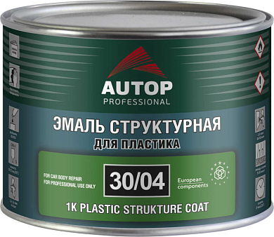 Эмаль1K структурная для пластика мелкая черная Банка, 0,5 л AUTOP ATP-CT30/04-05/P2