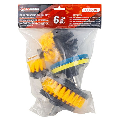 Набор сменных щеток для уборки/химчистки под шуруповерт 6 пр. ForceKraft FK-CBK-04
