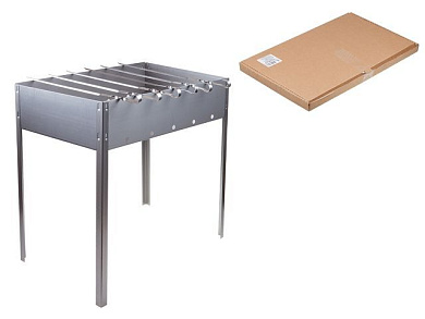 Мангал сборный ''Стандарт'' с шампурами в г/карт.кор. (500х300 х500х0,7толщ., 6 шамп.), PERFECTO LINEA 47-750698