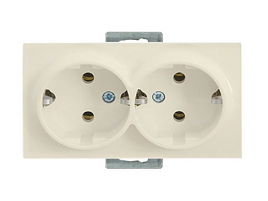Розетка 2-ая, скрытая, с/з, кремовая, RITA, 16 A, 250 V, IP 20, Mutlusan 22002020202