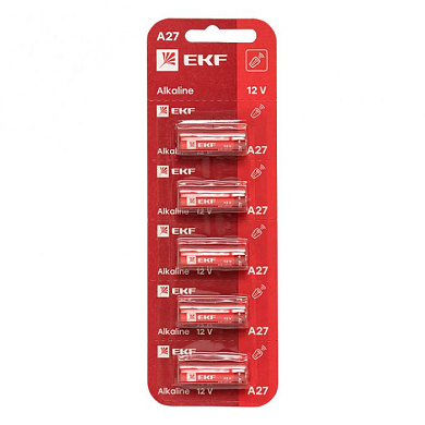 Алкалиновая батарейка типа А27 для сигнализаций блистер 5шт, EKF A27-BL5