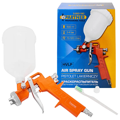 Краскораспылитель с верхним пластиковым бачком бачок 600 мл, сопло 1.8 мм Partner PA-S-990-18G