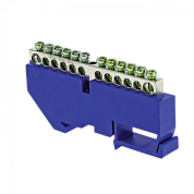 Шина "0" N (6x9мм) 12 отв, цинк синий изолятор на DIN-рейку EKF PROxima sn1-63-12-d