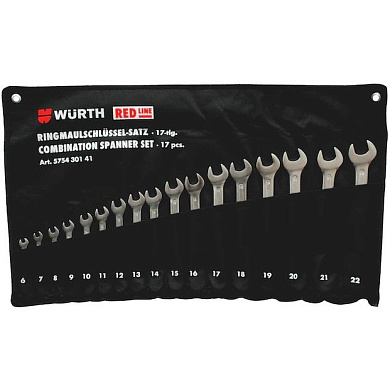 Набор комбинированных ключей, RED LINE, SW 6-22, 17 шт. WÜRTH 575430141