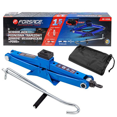 Домкрат механический ''ромб'' 1,5 т, 104-385 ммс резиновой накладкой,, L-415 мм Forsage F-RF-105B