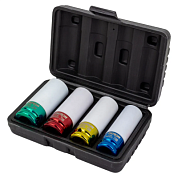 Набор ударных глубоких тонкостенных головок 17, 19, 21, 22 мм в защитном кожухе 4 пр 1/2'' 6-гр PATRON P-4046