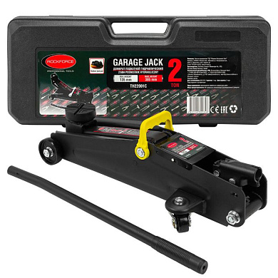 Домкрат подкатной гидравлический 2 т, 135-385 мм, с резиновой накладкой, в кейсе RockForce RF-TH22001C кейс