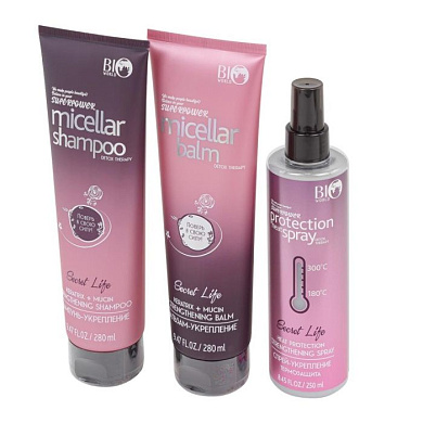 Набор косметики, шампунь-укрепл, KERATRIX+MUCIN 280 мл+Бальзам-укрепл, KERATRIX+MUCIN 280 мл для волос+, DETOX THERAPY Спрей-укрепл, Термозащита 250 мл Bio World BW-4