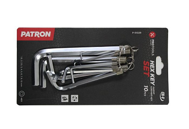 Набор ключей Г-образных HEX 10 пр. 1.5-10 мм PATRON P-5102R