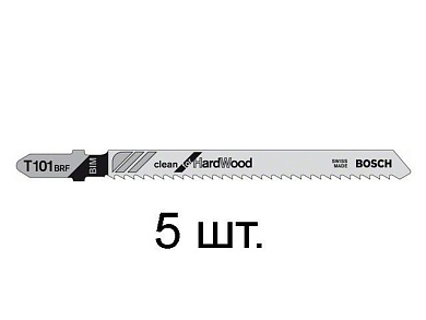 Пилка для лобзика T 101 BRF Clean for Hard Wood 5 шт. BOSCH (2608634235)