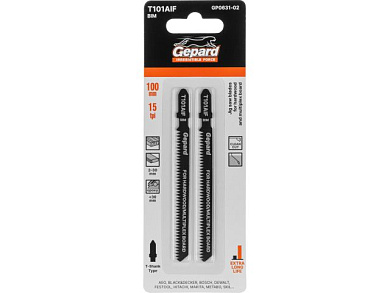 Пилка лобз. по дереву/ламинату T101AIF, 2 шт., пропил прямой, тонкий, аккуратный и чистый рез GEPARD GP0631-02