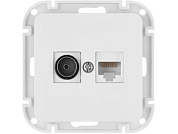 Розетка 2-ая комби компьютерная+телевизионная, скрытая белая, Аструм, Bylectrica ТК-6551