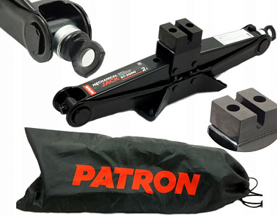 Домкрат механический ''ромб'' 2 т, 110-390 мм, L-425 мм, в водоотталкивающем чехле PATRON P-ST-2000