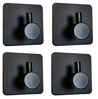 Крючок-вешалка (4 шт.) на клеевой основе, нержавеющая сталь, черный Ledeme L215B-4