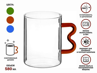 Кружка стеклянная, 580 мл, серия Jelly, PERFECTO LINEA 30-400011