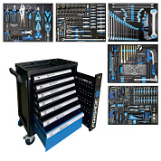 Набор инструментов 274 пр в 7-ми полочной тележке с доп. боковой секцией 810х480х850 мм Forsage F-55300