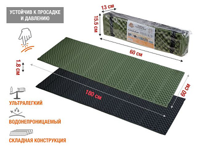 Коврик туристический складной, Coyote, 180х60х1,8 см ARIZONE 28-180601