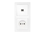 Блок выкл. 1 клав. + розетка (скрытая, б/з) со световой индикацией, белая, Стиль, Bylectrica В-РЦ-697