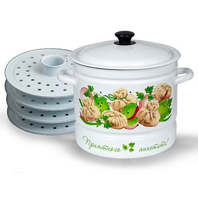 Кастрюля паровая 10л (белая) Манты Керченский металлургический завод 43704-222/6