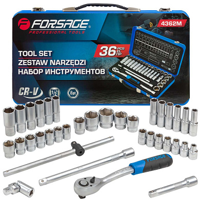 Набор инструментов 36 пр. 1/2'' 6-гр Forsage F-4362M