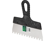 Шпатель фасад. зубчат. нерж. 350 мм зуб 10х10, для клея ВОЛАТ 35050-3510