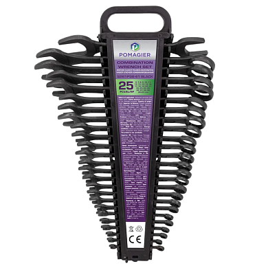 Набор ключей комбинированных 25 пр, 6-27, 30, 32, рожковый ключ 36х41 мм POMAGIER POM-5261P36-41 Black