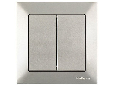 Выключатель 2-клав., скрытый, пруж. зажим титан, DARIA, Mutlusan 2120 402 0183